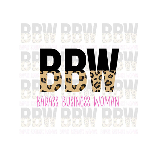 Badass Business Woman "BBW" Sticker (black, leopard and pink)